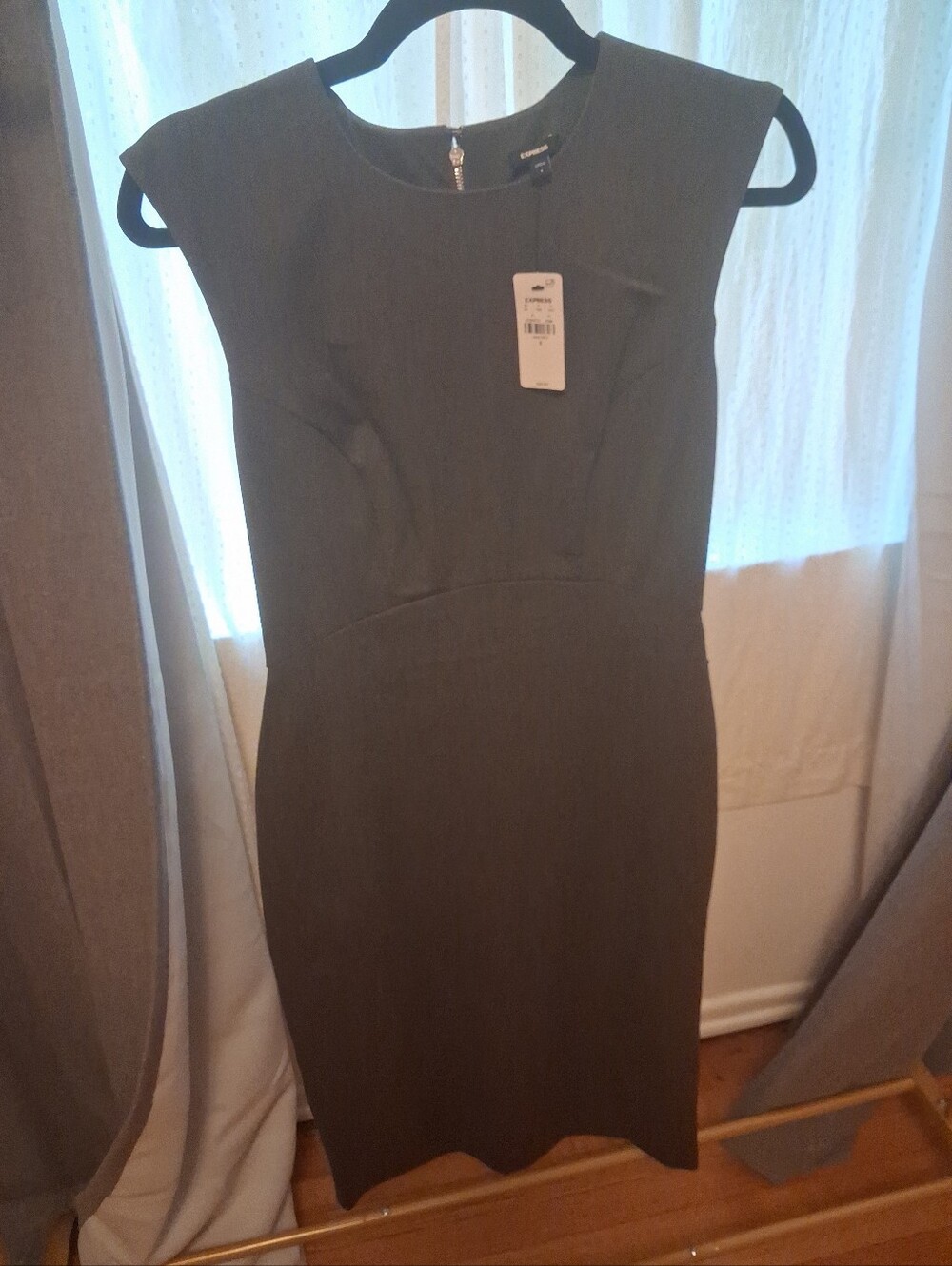 Express Charcoal Gray Sleeveless Midi Sheath Dress